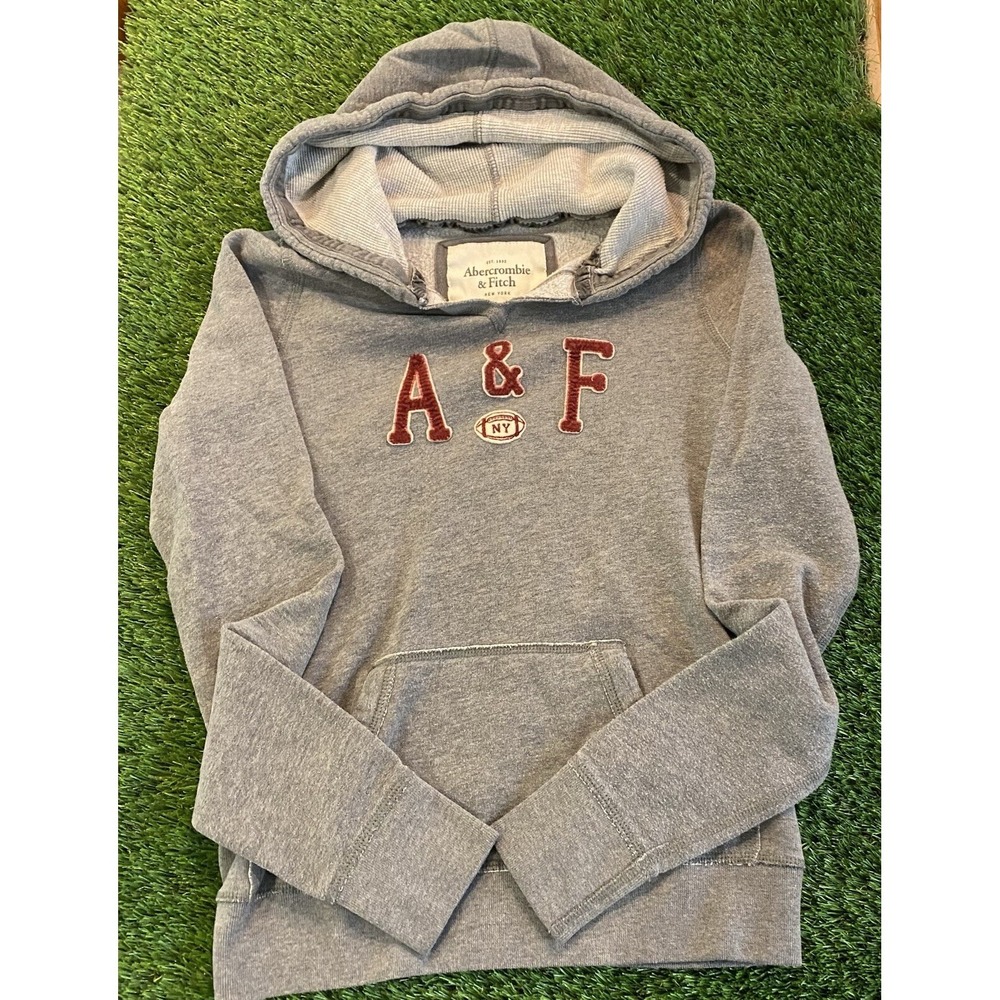 Abercrombie Fitch New York hoodie Pullover gray medium Logo Womens Cozy Y2K Warm